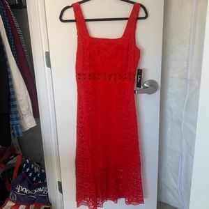 Red lace midi dress from Lulus - brand new with tags